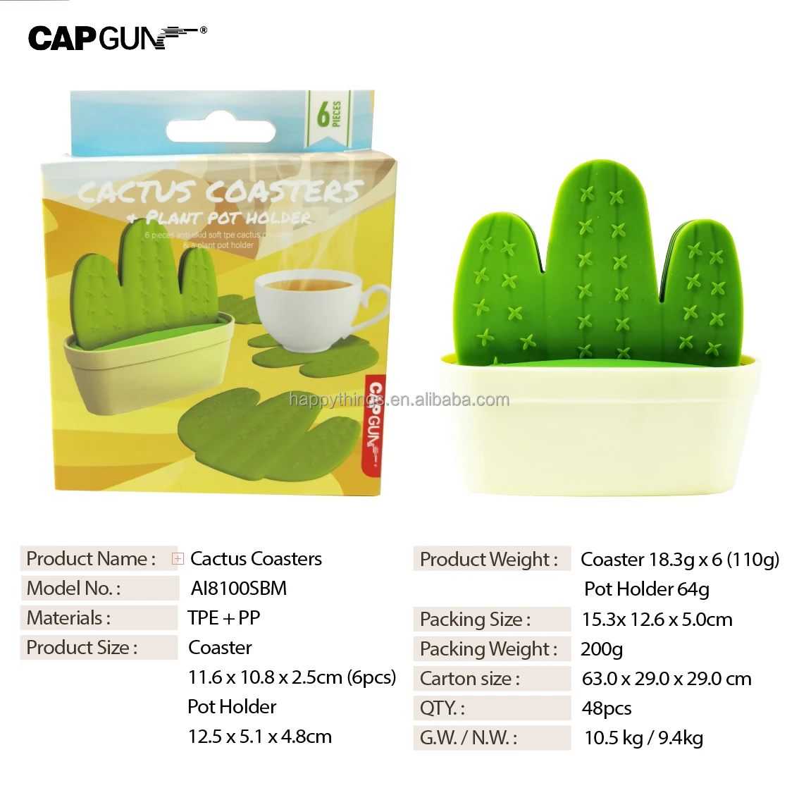 Оптом Пользовательский логотип новинка нескользящая Мягкая резиновая подставка С КАКТУСОМ с держателем для горшка