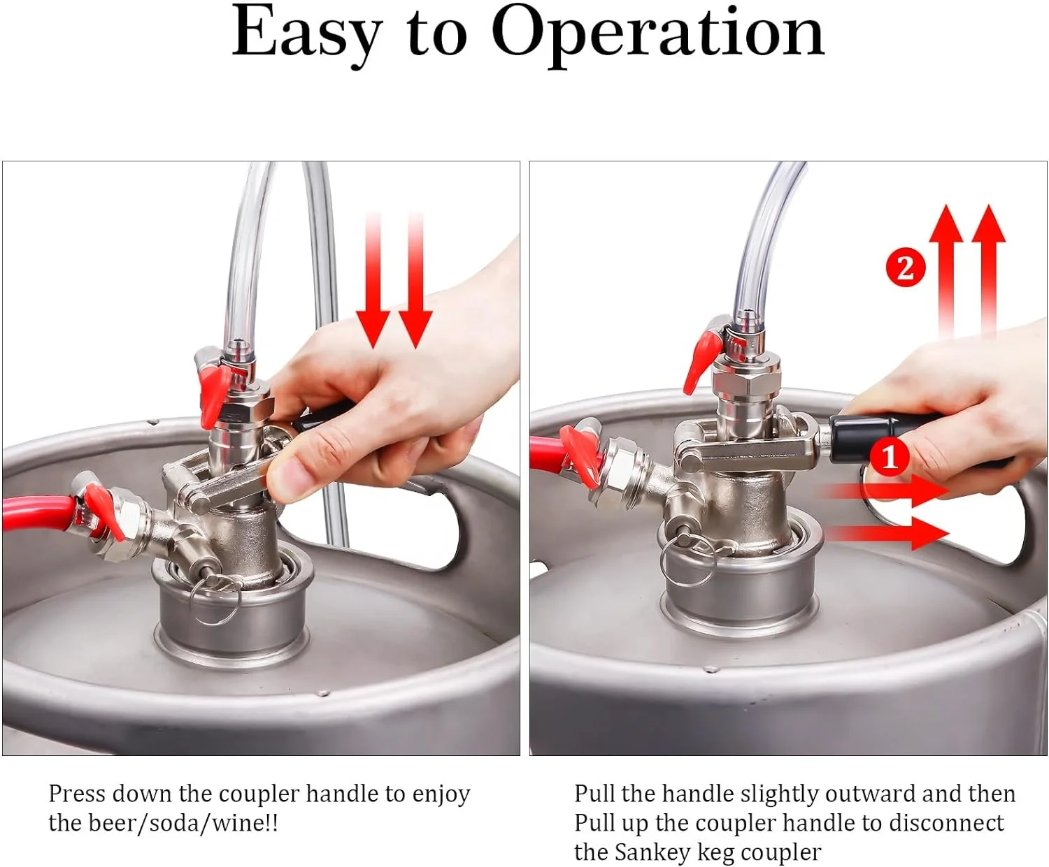 Keg Coupler 304 Stainless Steel Probe Sankey D System Keg Tap with Ball Lock Quick Disconnect Conversion for Kegerator Beer