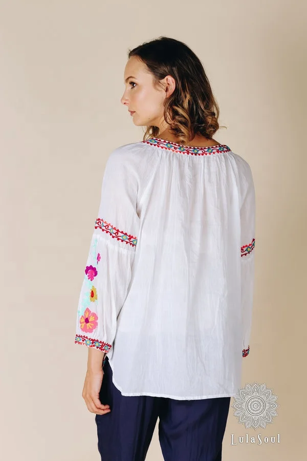 Stunning Eye Catching Look Beautiful Contrast Spring Floral Vibrant Colo Aari Embroidered Fresh Designer Look Women Blouse Top