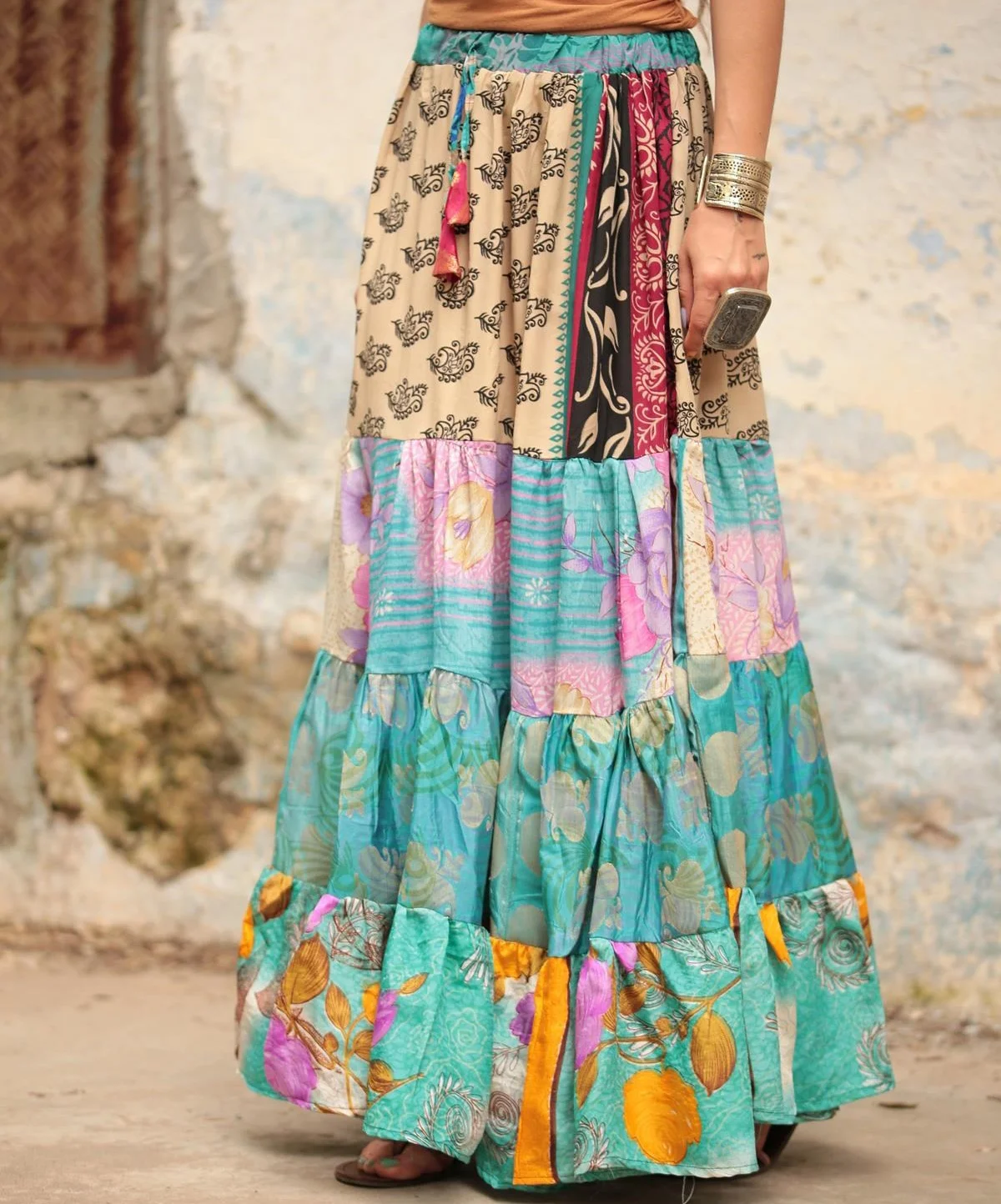 Trending In European Market Women Wear Indian Sari Silk Skirt