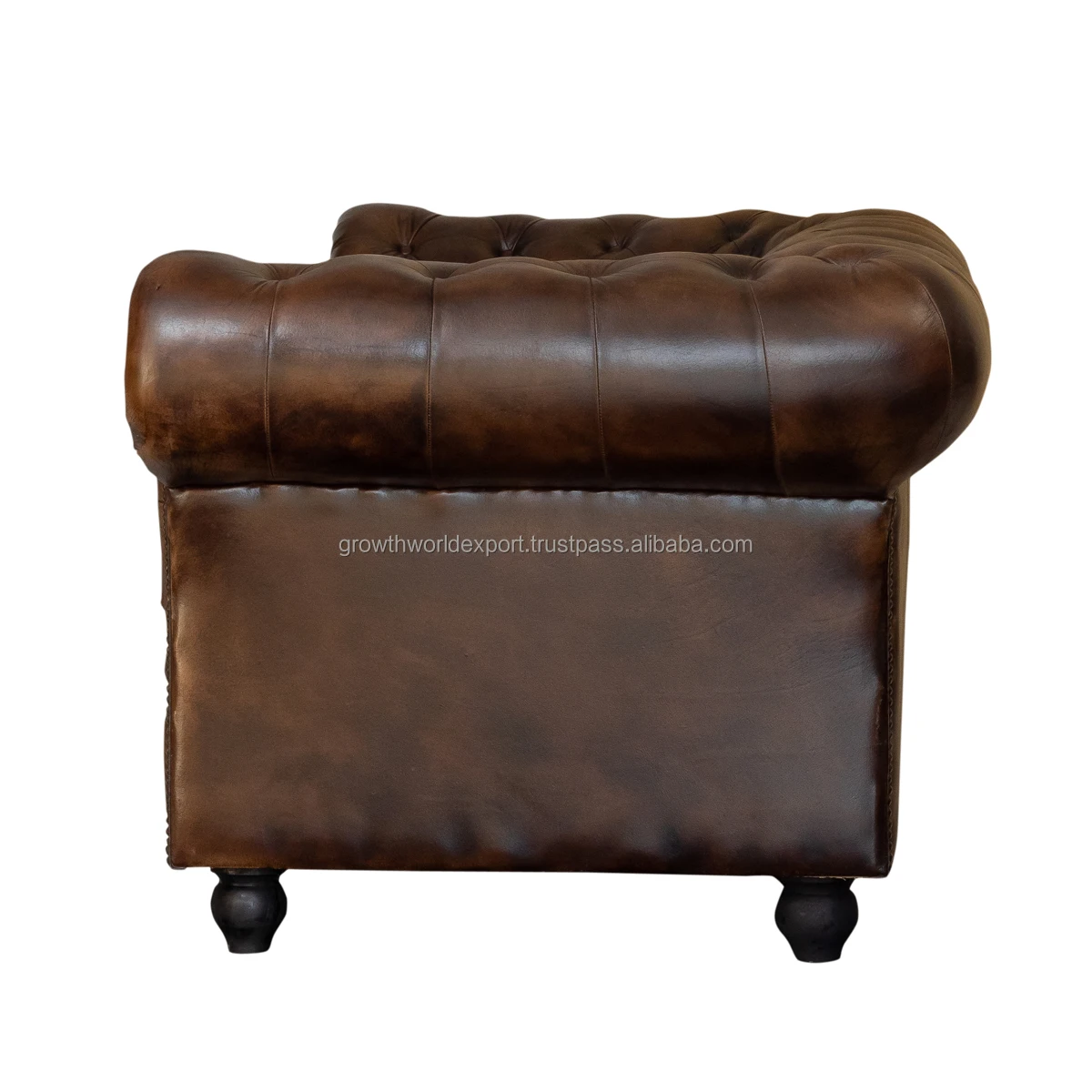 Premium Tapper Hand 3 Seater Dark Brown Cushion Chesterfield Leather Sofa Restaurant Sofa Hotel Furniture 2024 Best Furniture