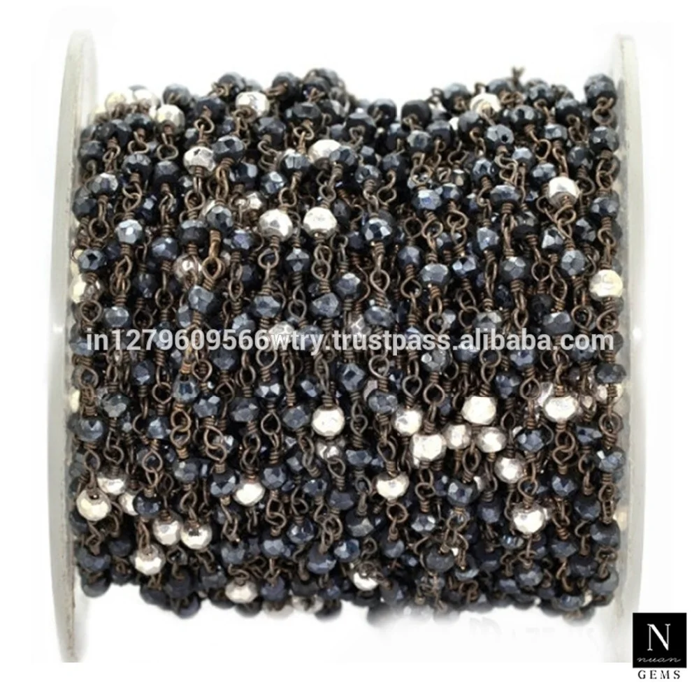 Black Plated Brass Rosary Chains Roll Charms Wire Wrap Link Rosary Beads Chains Roll For Jewelry Making Handmade Jewel Wholesale