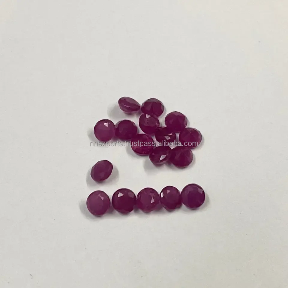 Wholesale Market Price Natural 7mm Ruby Semi Precious Stone Faceted Round Certified Loose Gemstone for Jewelry Making From India