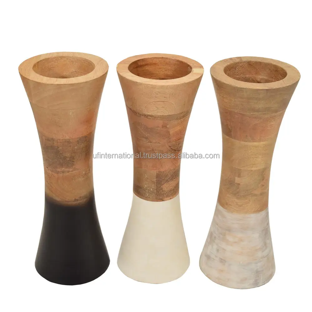 Wooden best quality butter flower vase  low  piece and Acacia Wooden Flower Pot Planter wood home garden use