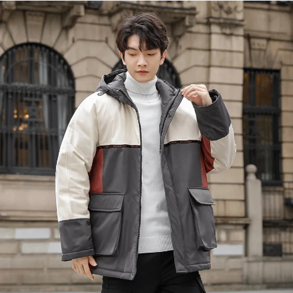 Куртка новая мужская одежда 2021 зимние толстовки пальто Корейская мода с хлопковой подкладкой Мужские Пуховые теплые куртки-Пуховики большого размера