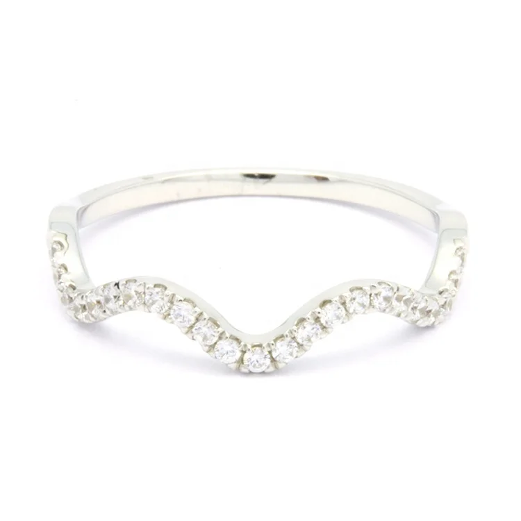 Wholesaler 18K 14K 9K White Gold Real Diamond Wave Finger Rings Fashion Jewelry For Women