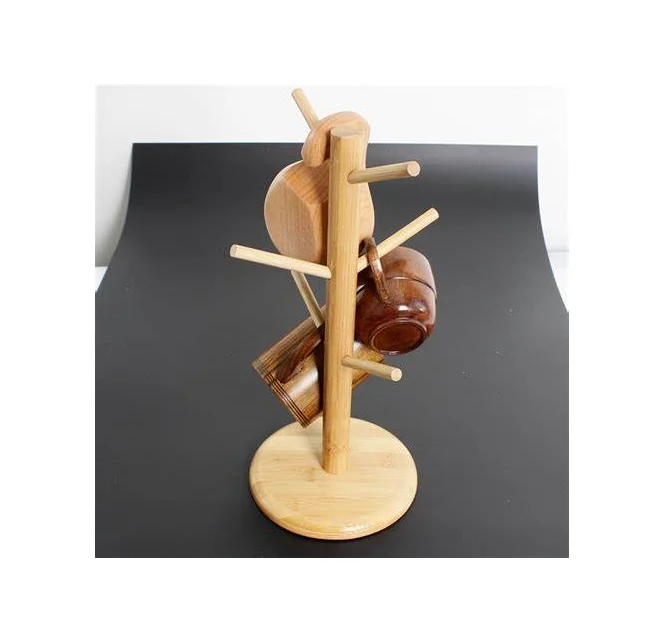 Coffee Mug Holder Wood Shelf Rustic Wall Mounted Cup Organizer Hanging Rack with 12 Hangers for Kitchen / Home / Coffee / Bar