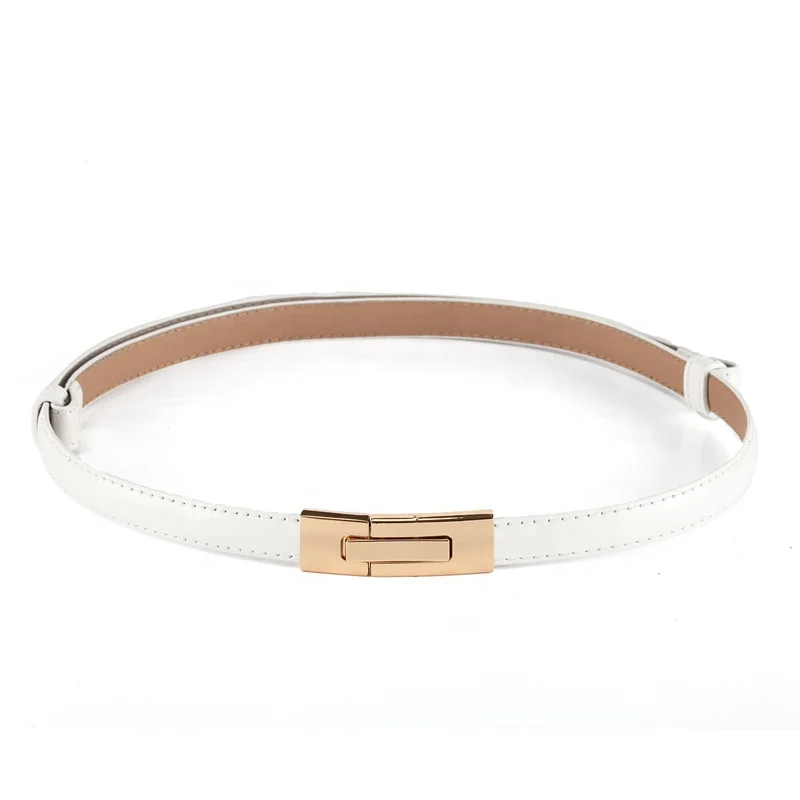 Fashion Ladies Automatic Buckle Belt Patent Leather Genuine Leather Thin Belt Skirt Decoration