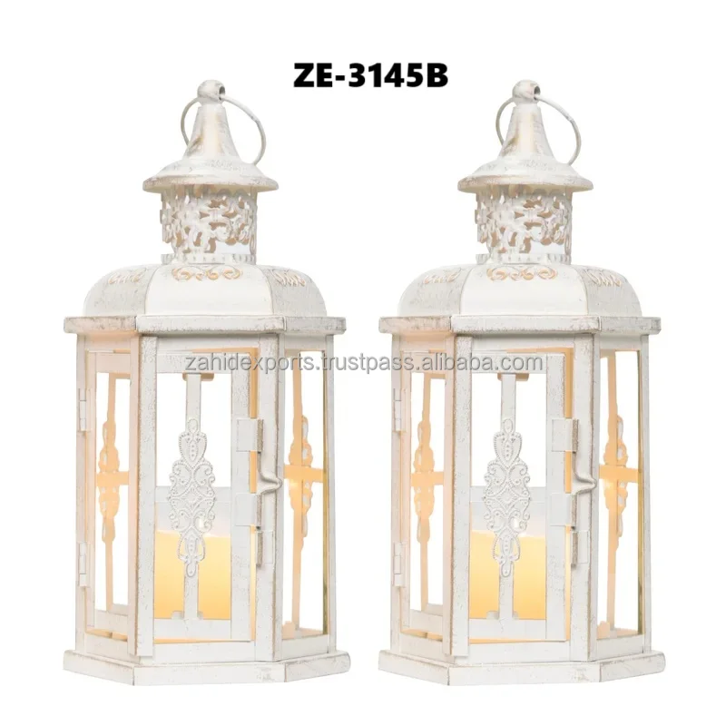 Metal lanterns for outdoor decor Hanging metal lanterns with chains Metal lanterns for wholesale export Zahid Exports