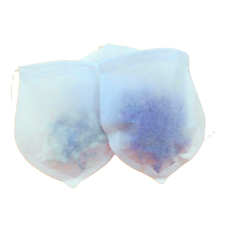 Chinese factory wholesale filter paper material water drop shape drawstring tea bag