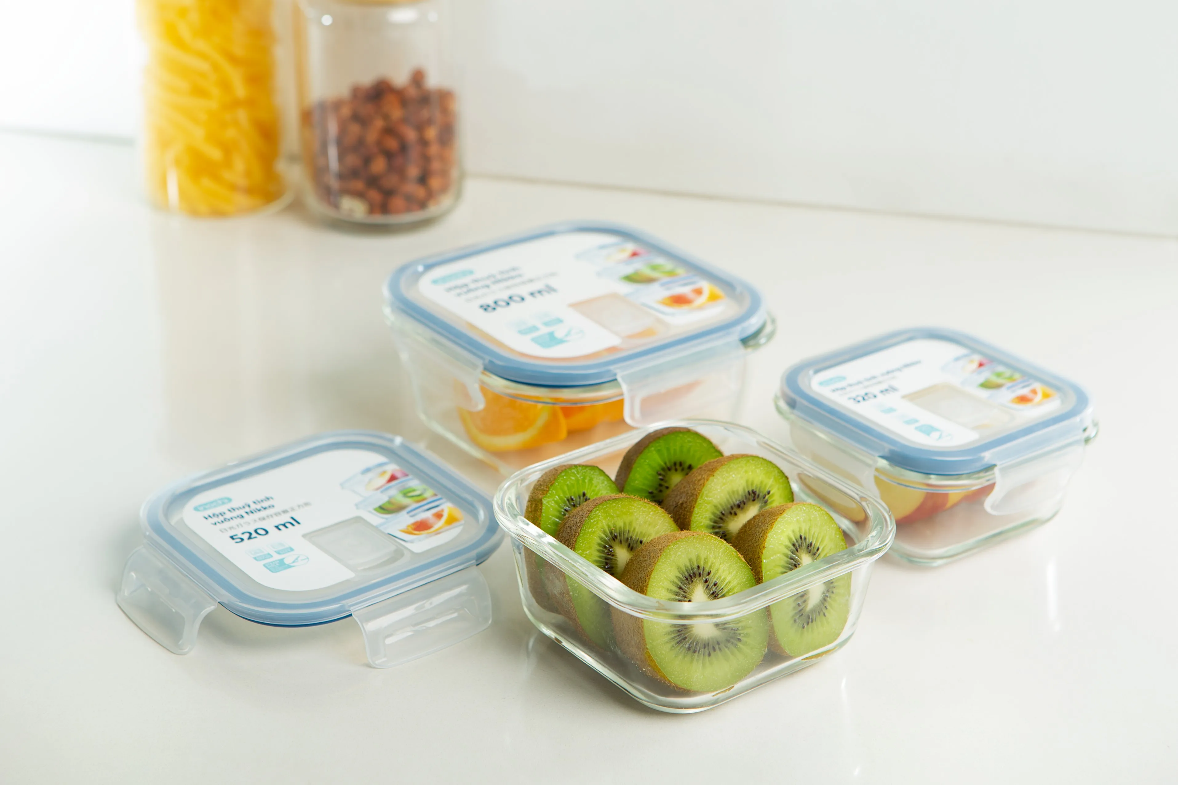 Nikko 800ml Square Glass Storage Container High Quality Kitchen Friendly Microwave Oven Dishwasher Airtight for Lunch