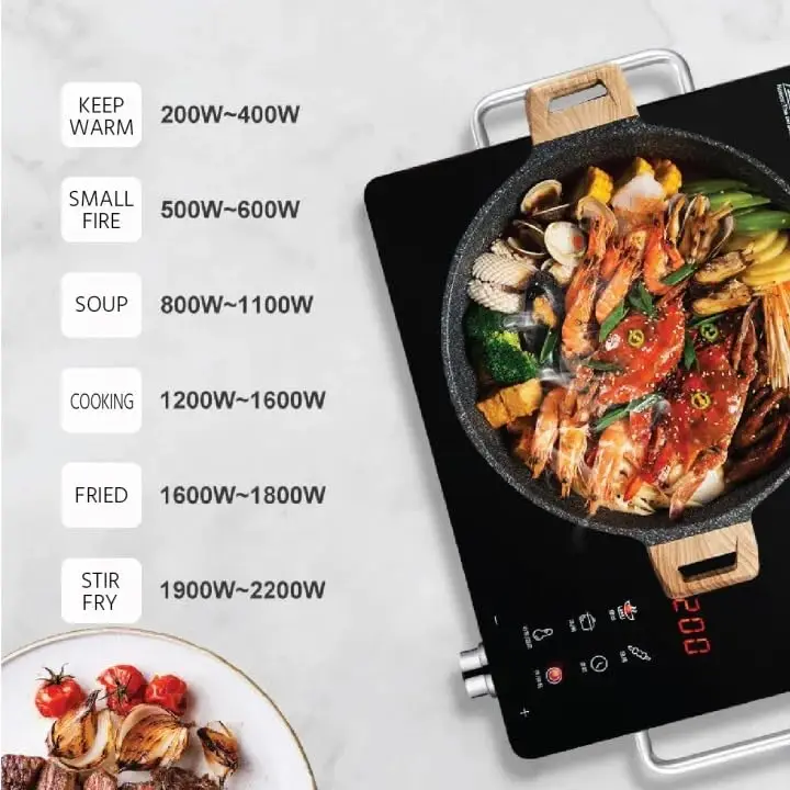 Portable 1-Burner Induction Cooker Touch Control High Efficiency Infrared Ceramic Cooktop Stove Electric Power Household Use