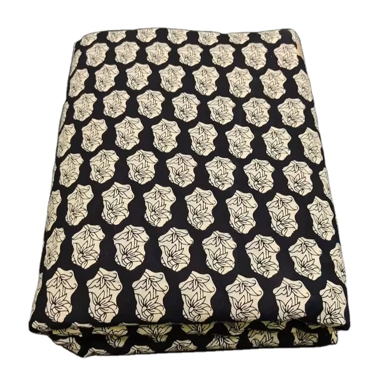 Indian Hand Block Print Floral Design Soft Cotton Fabric for Summer Clothing African Style Handmade Dressmaking Fabric by Yard