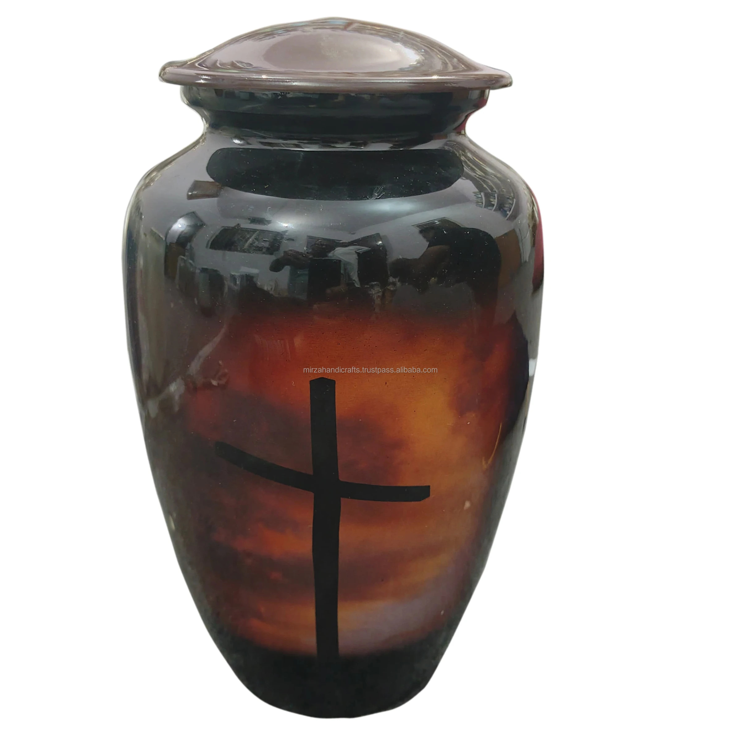 Funeral Cremation Urn Cross in Sky Cremation Urn for Human Ashes Hand Made in Metal Large Size for Adults