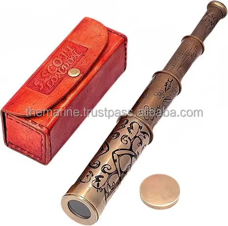 Ручной ретро-телескоп с кожаной коробкой