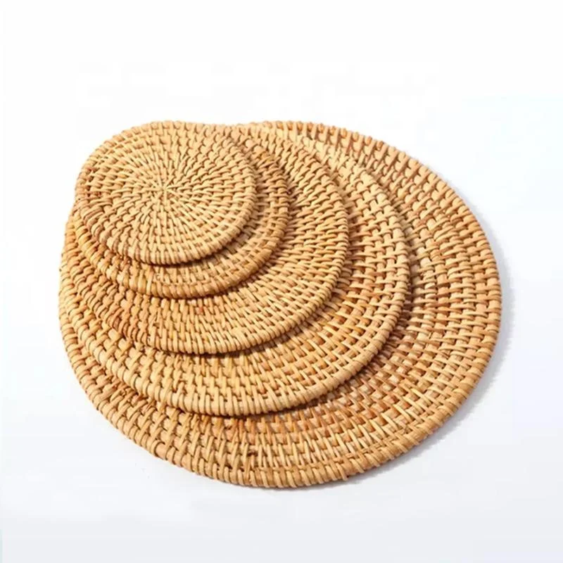 Vietnam factory high quality handmade Rattan Place Mats Non-slip Coaster Rattan colors,Black kitchen accessories handicraft