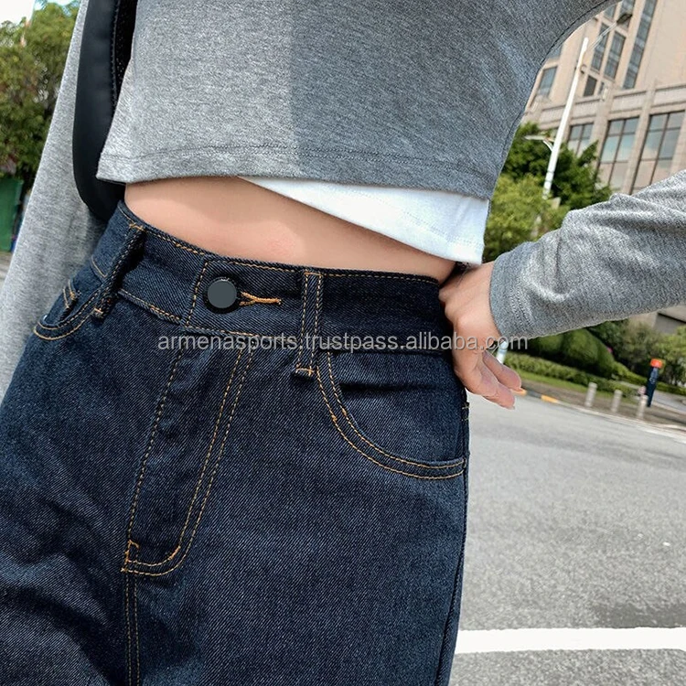 Quick Dry Cheap Price Solid Color Custom made hot sale women denim pant women Tapered Pantalones Pants