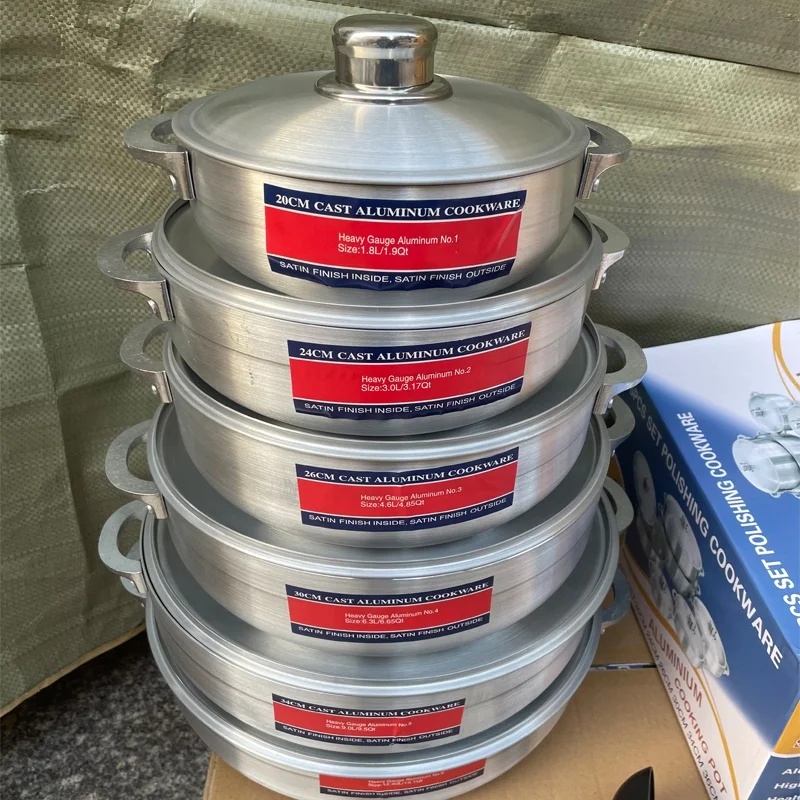 RTS Pot Cookware Set Kitchen Accessories Aluminum Round Soup Pot 6 PCS Non Stick Stewed Pot Set