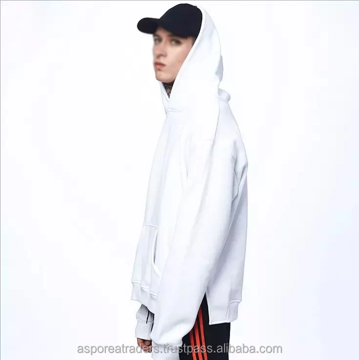 Men Heavyweight Oversize Plain Hoodies Custom Logo Streetwear Cotton Drop Shoulder Pullover Street Style Hoodies