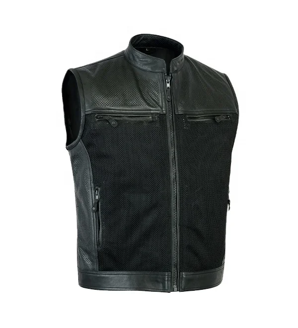 Smart White Stitch Leather Vest made in 100% Leather Motorcycle Riding Waterproof Biker Waistcoat