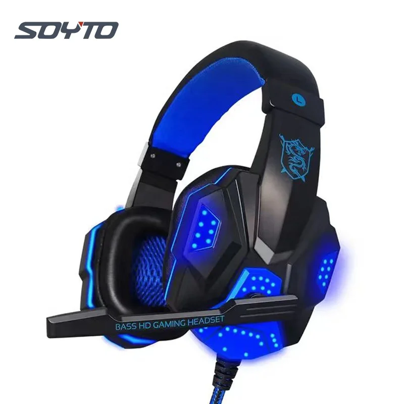 SY830  Wired stereo headphone noise cancelling gamer headset led gaming headphone with mic for PC headset game ps45 switch xbox