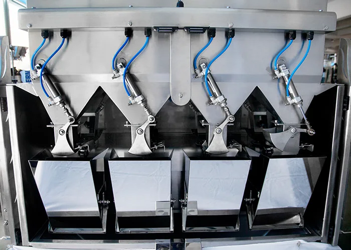 New highly integrated modular small granules packing machine 4 head linear weigher for weighing rice salt sugar sesame