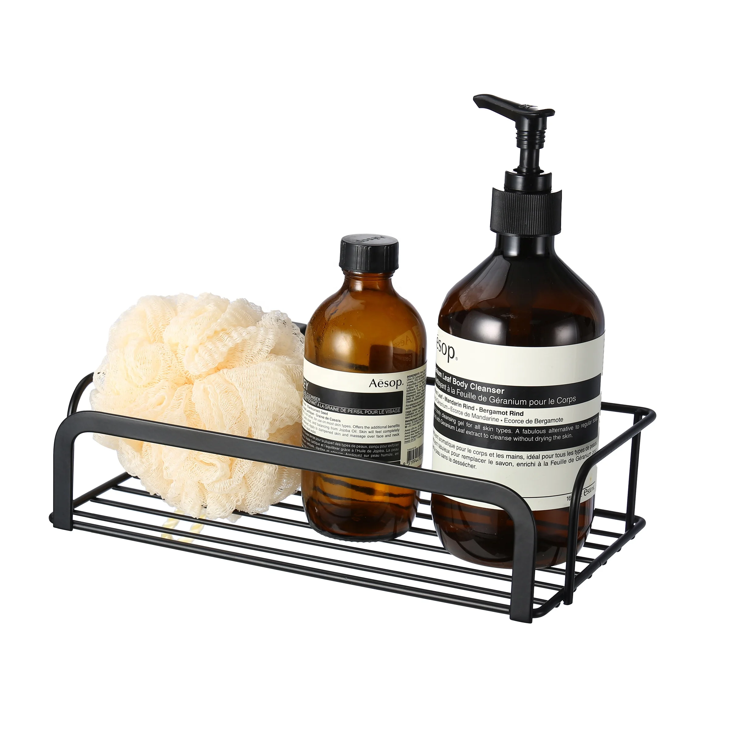 Luna SEC wall mounted adhesive tape shower caddy shelf black bathroom accessories