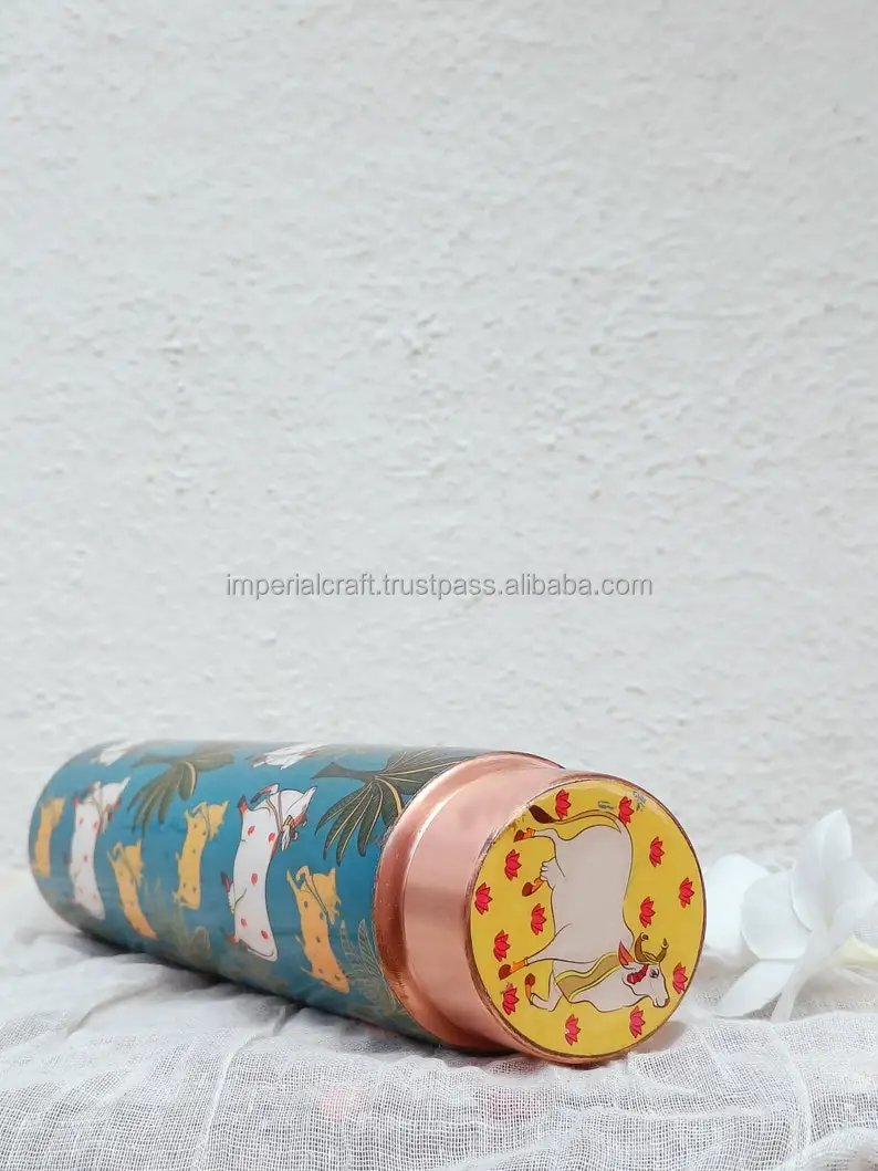 hot selling  copper water bottle cow  printed copper bottle for daily use special for gym running time