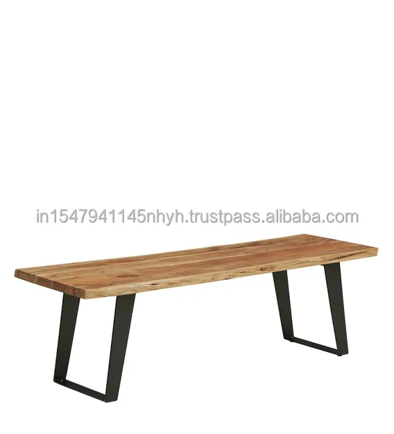 Vintage Industrial Acacia Wood Dining Bench Indian Jodhpur Solid Wood Iron Dining Bench Quality Luxury Dining Room Table
