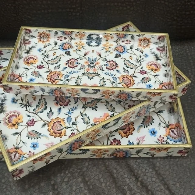 2021 новый дизайн под заказ сервировочный поднос материал мозаика смола Meena набор из 3 шт.