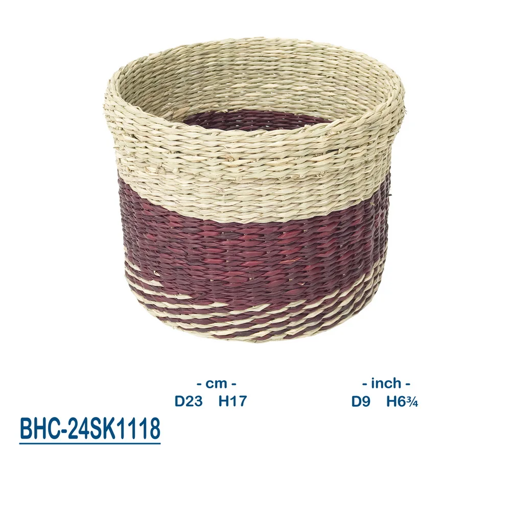 Seagrass storage basket planter pot for decoration home made in Vietnam, high quality and cheap price direct factory