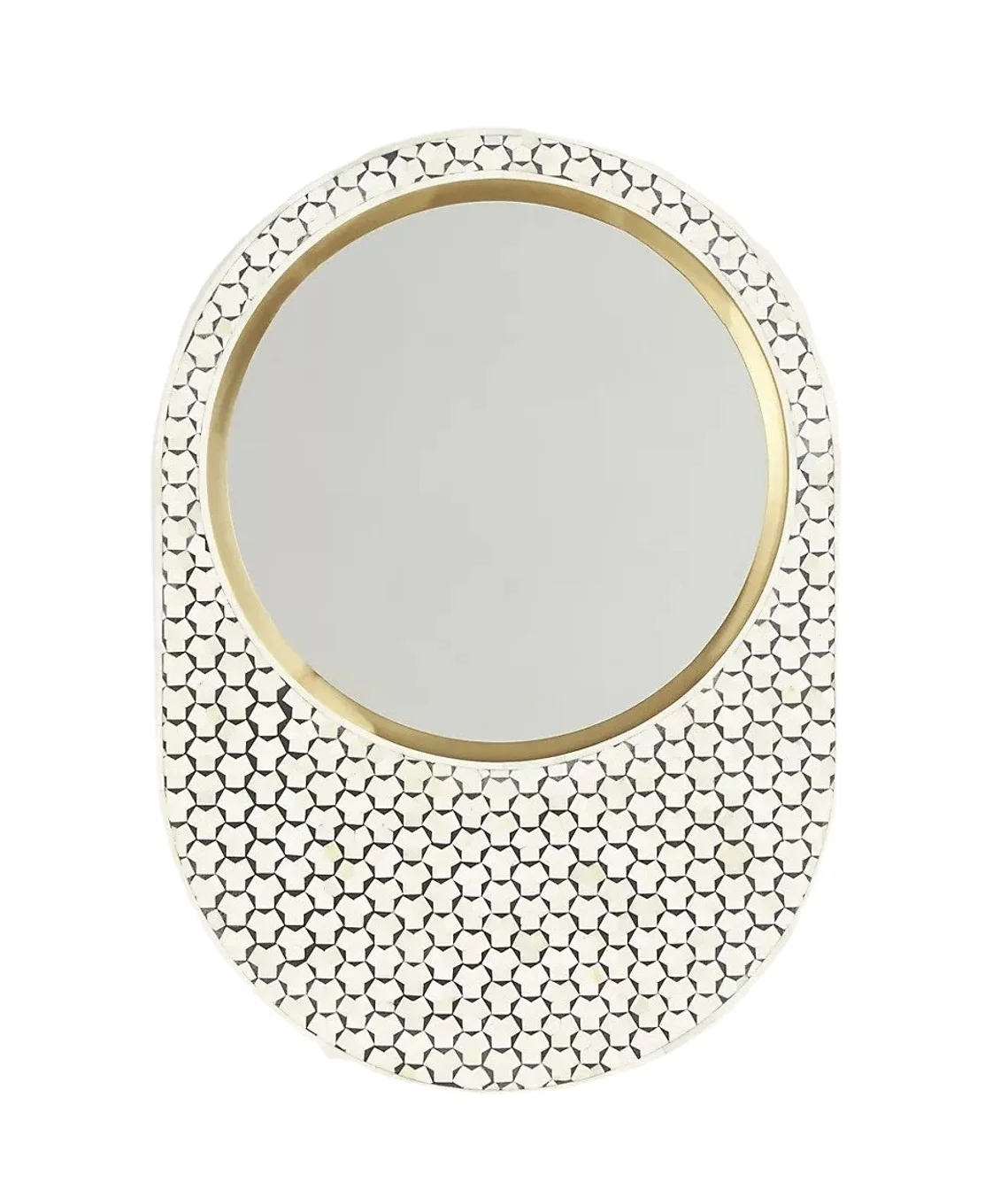 Handmade Unique Floral Decorative Mirror Frame Bone Inlay Wood for Wall Attractive Oval Pattern Reasonable Price
