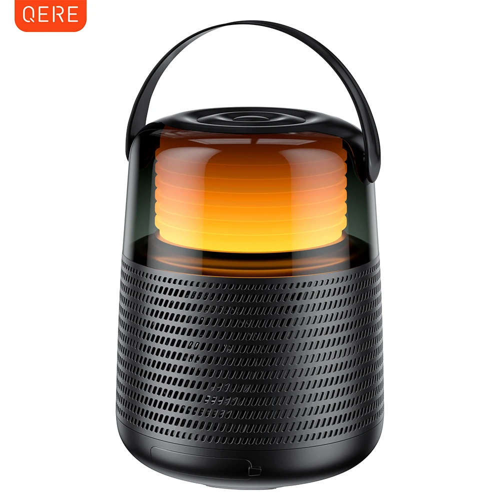 Wholesale QERE HF55 Mini Portable Wireless Speaker Outdoor Subwoofer With Led Flashing Colorful Metal Bass Speaker