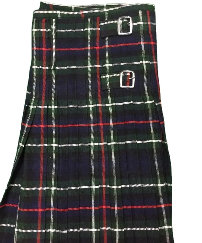 Official Modern MacKenzie Tartan Kilts Pipe Band Uniform Hand Made Tartan Wool Cloth Pin Leather Belt With Buckle Brass Kilt