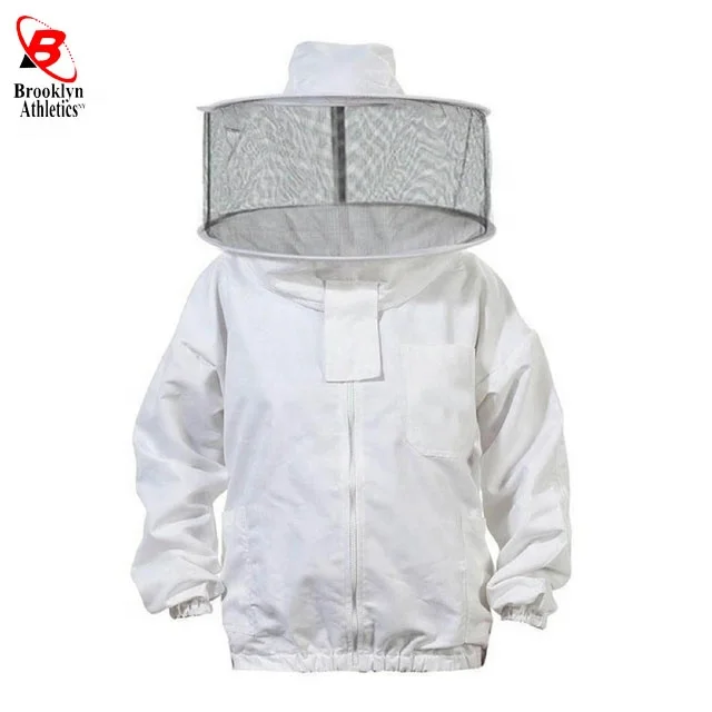 Professional Beekeeper Jacket Premium Breathable Cotton Coverall with round Veil Protective Work Clothing Safety Suit