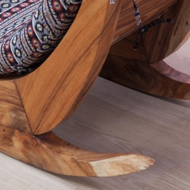 Best selling solid wooden comfortable rocking chair home furniture direct factory from Indonesia at affordable price
