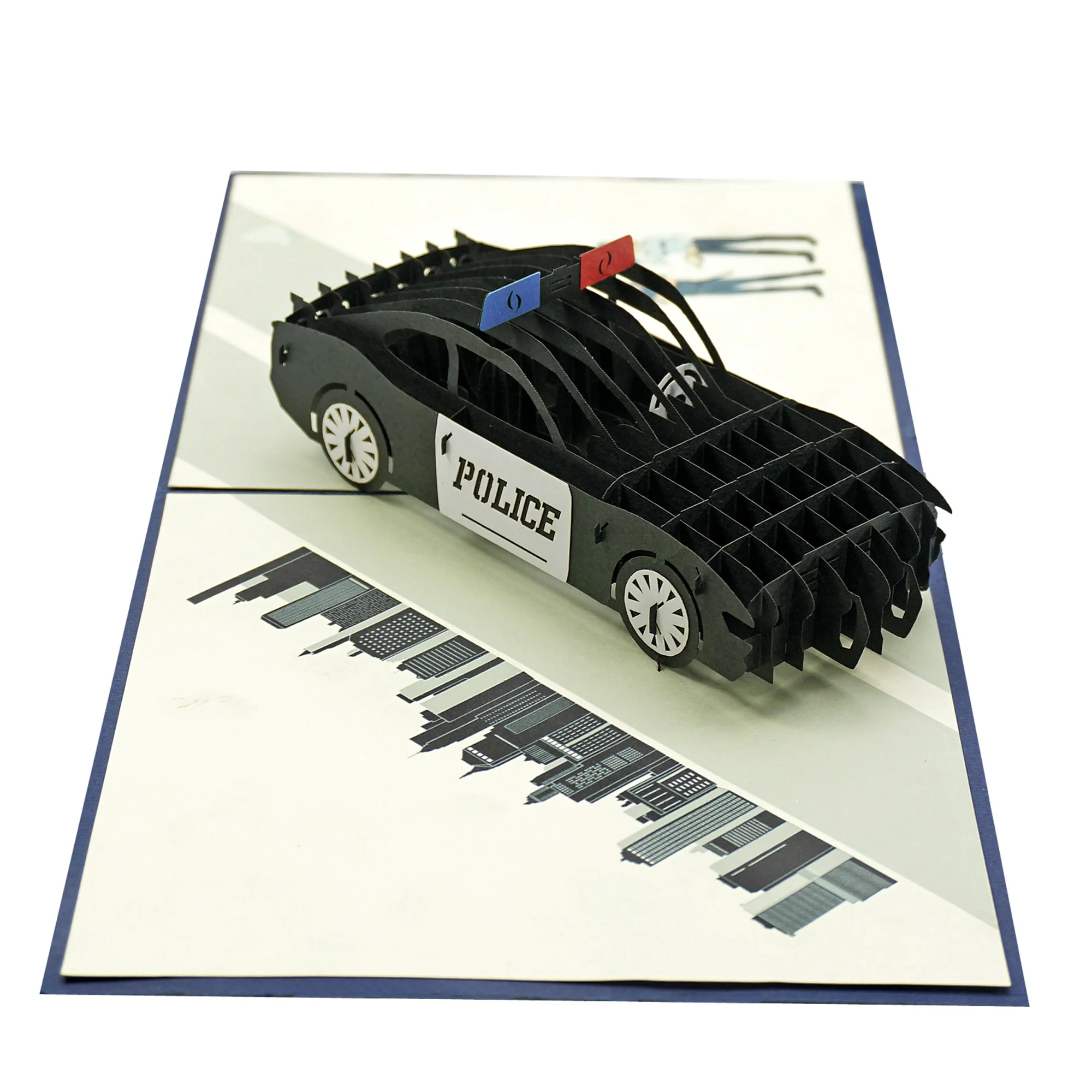 Custom design and Craftsmanship Police car 3D Model for greeting card to happy birthday for anyone working as a police officer