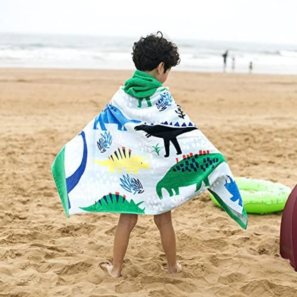 Factory Wholesale Custom Logo 100% Cotton Quick Dry Kid Hooded Sand Free Beach Towel Children Beach Bath Towel