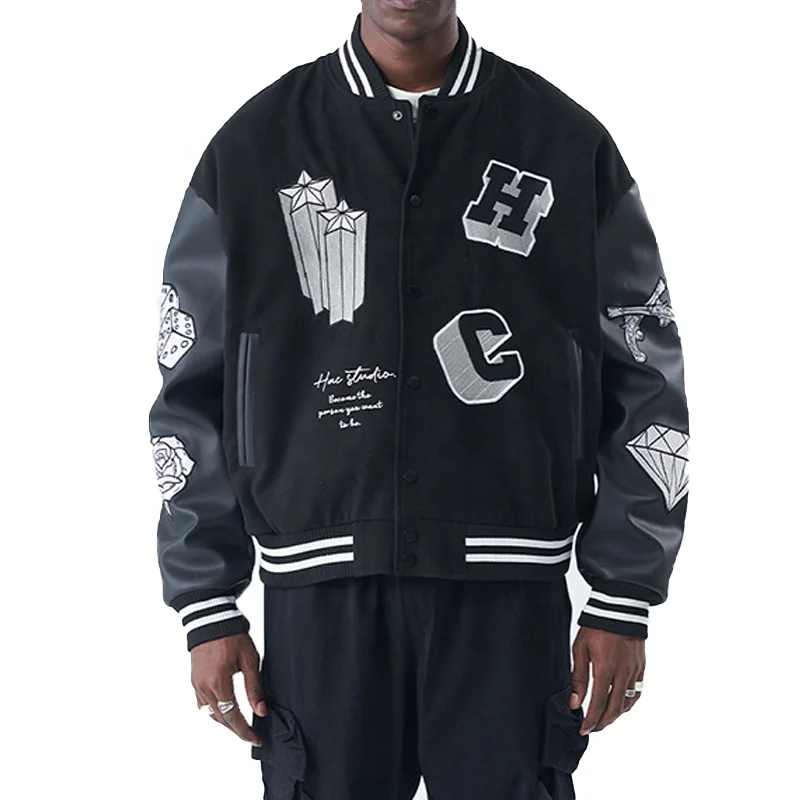 Wholesale Embroidery Logo Baseball Bomber Mens Custom Varsities Jacket