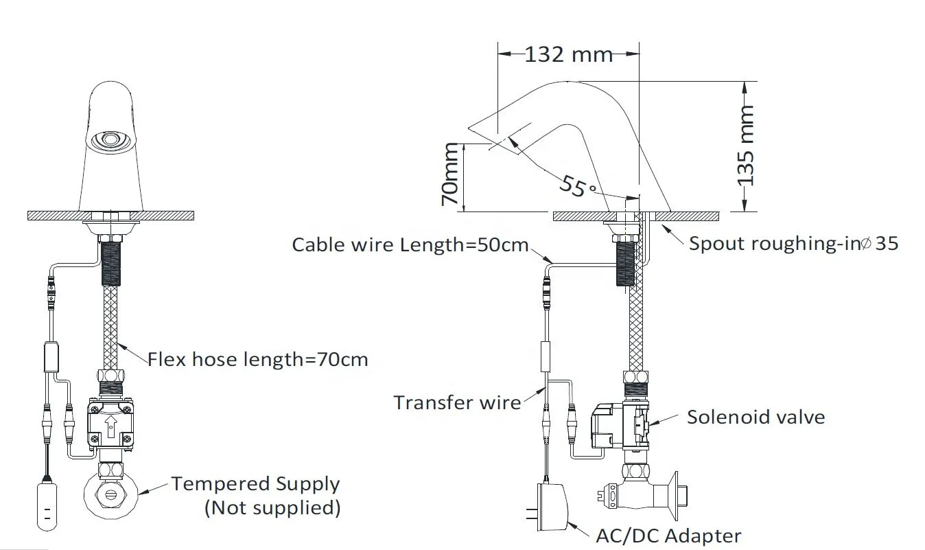 2024 Modern design Electronic Water Saving deck mounted Automatic Sensor Faucet touchless concealed sensor DC AC available