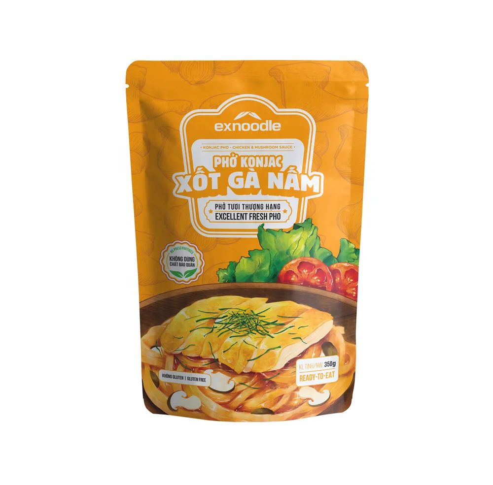 High Quality Konjac Noodles with Chicken & Mushroom Sauce Easy to Use Instant Food Best Price Pouch Bag Packaging