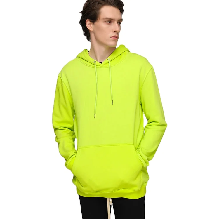 100% Cotton Oversized Fleece Green Hoodies men 320gsm custom plus size pullover Hoodie French Terry Pullover Sweatshirt
