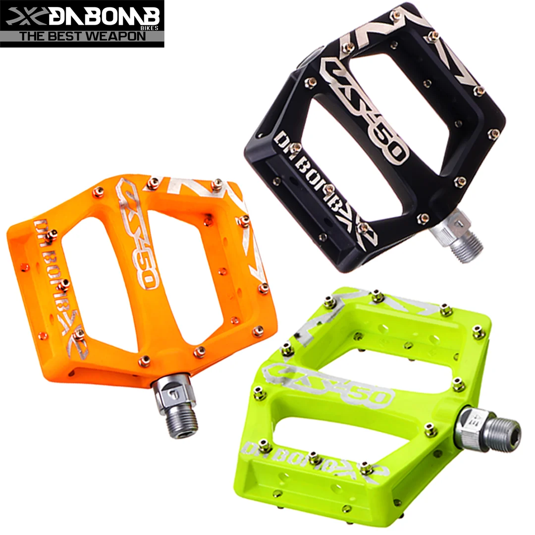 Педали DABOMB для горного велосипеда неонового цвета
