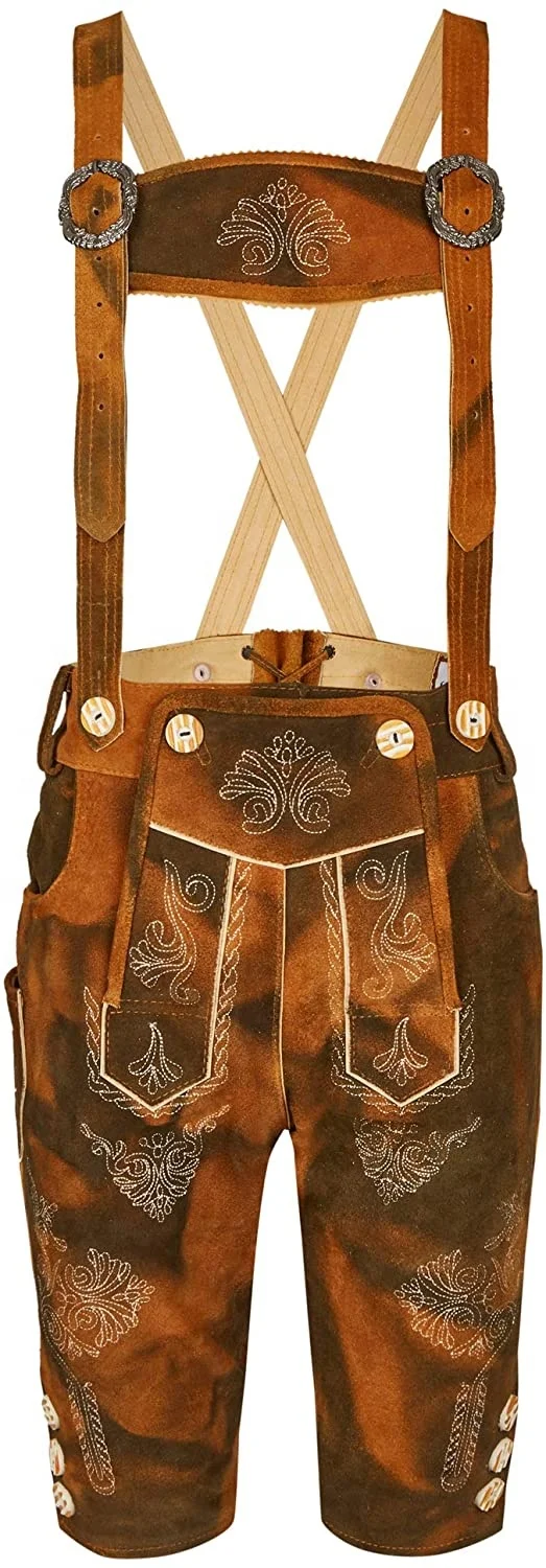 Оригинальные новые немецкие подтяжки Lederhosen из натуральной кожи с Баварским октоберфестом и подходящими подтяжками Короткие традиционные штаны