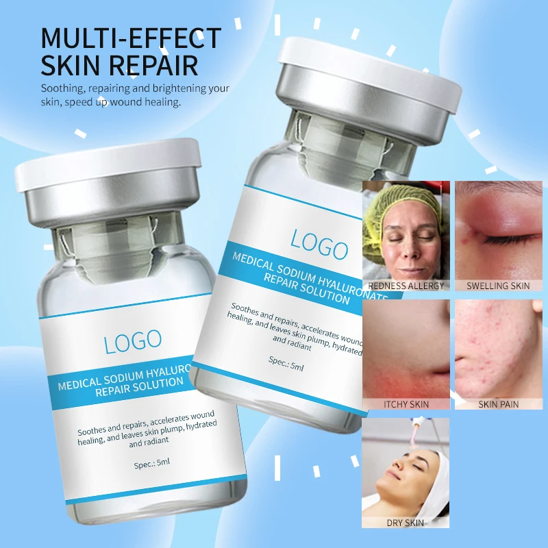 Hot Sale Moisturizing Facial Serum Anti-Acne Repair Scars Face Liquid Serum Medical Sodium Hyaluronate Repair Solution