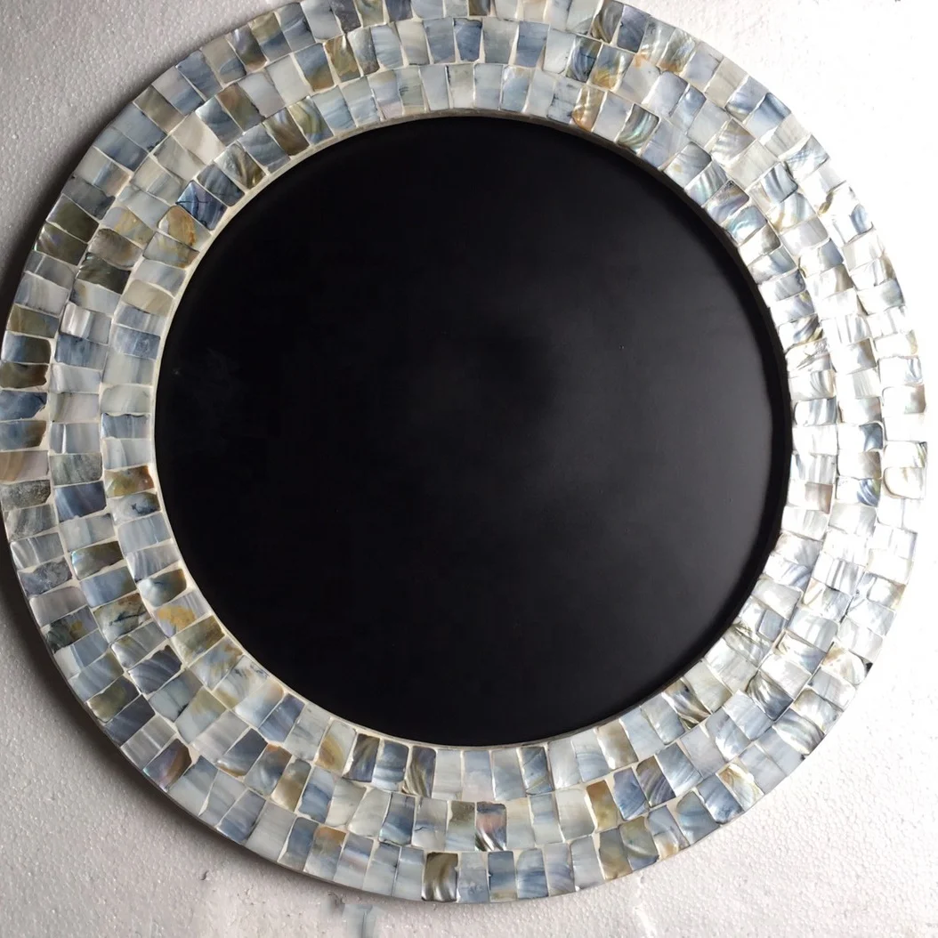 High quality new design round Mother of Pearl inlay wall mirror made in Vietnam