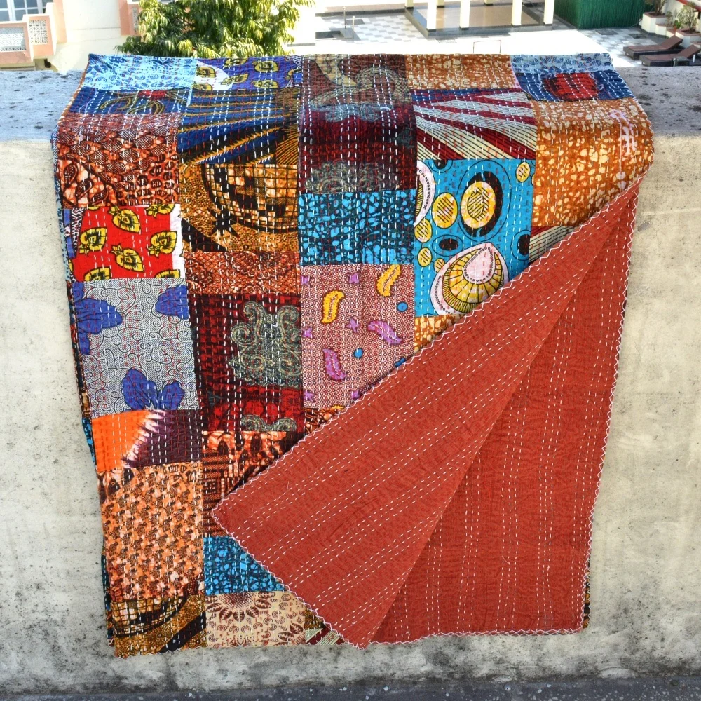 Mix lot Indian handmade Patch Kantha quilt Indian designer printed patchwork Patch Kantha gudari manufacturer wholesaler CPKQ029