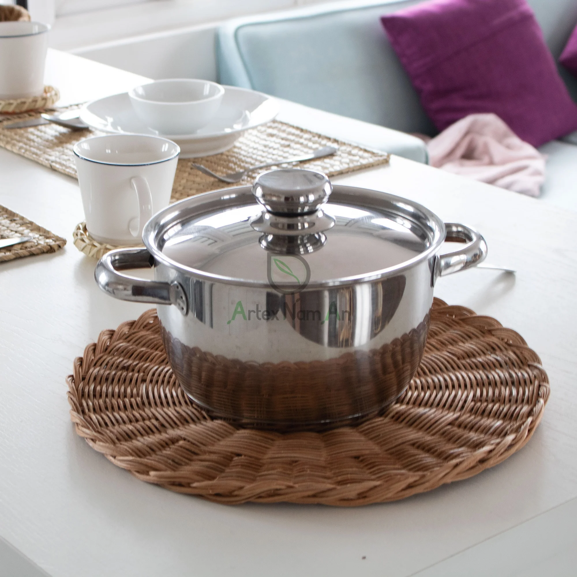 Handmade round rattan placemats table mats/wicker charger plate/woven trivets for hot pots and pans