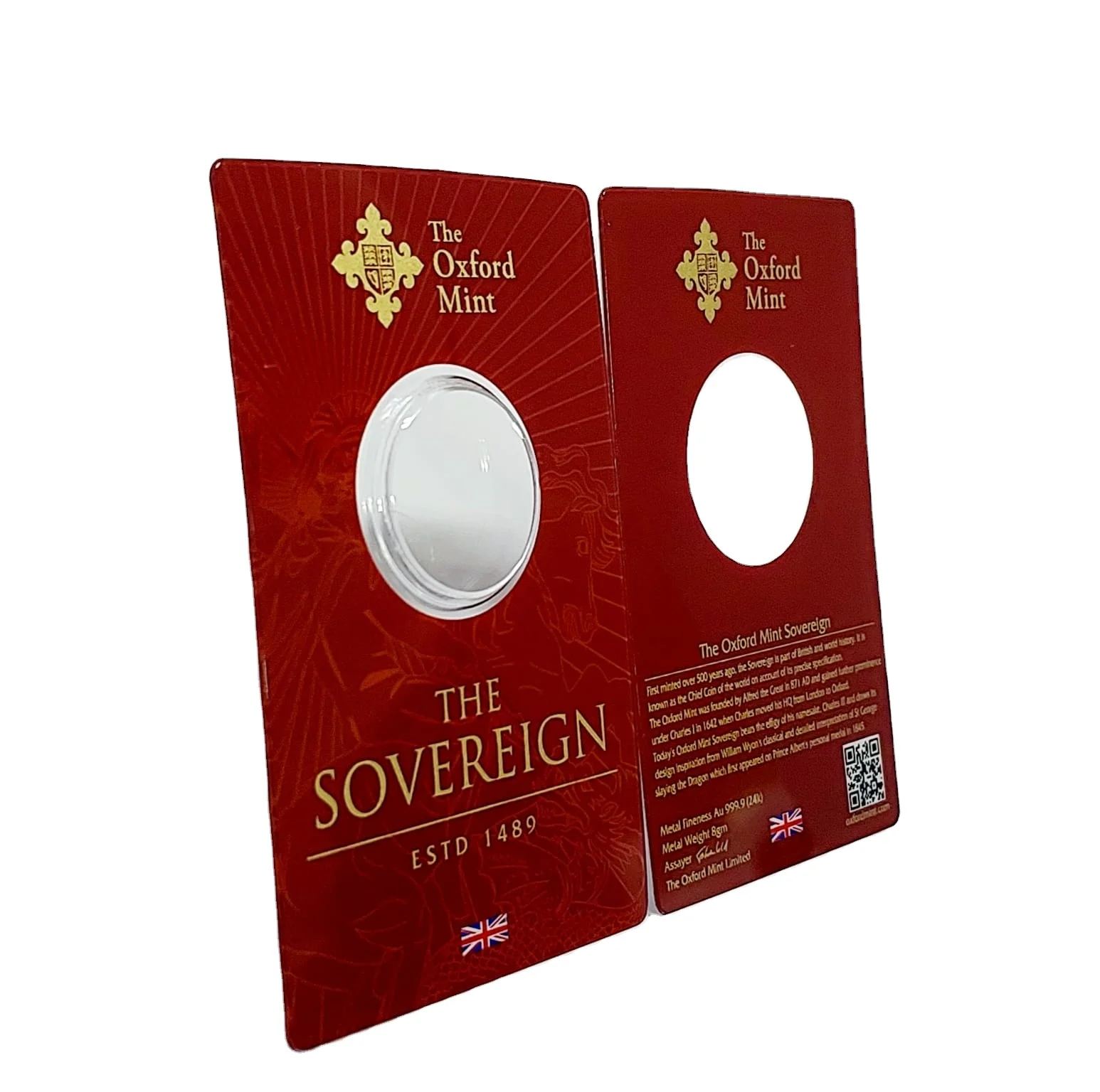 Packing card custom Gold Coin Bar Packaging Void PC Blister for sale 86mm x 54mm Plastic Security feature Printed card