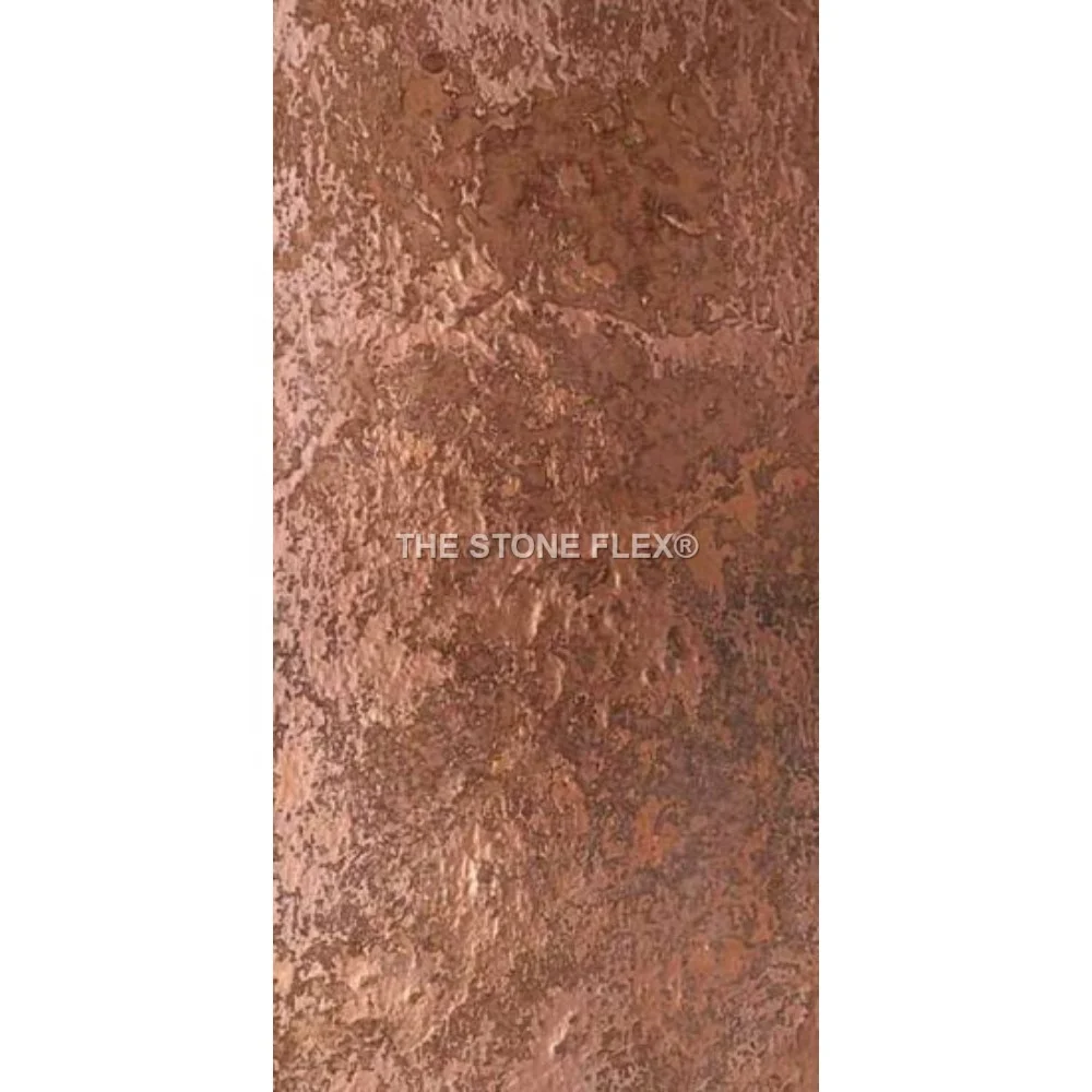 High Quality Flexible Copper Metallic Natural Slate Stone Veneer Tile Polished Finish Modern Interior Exterior Wall Decoration